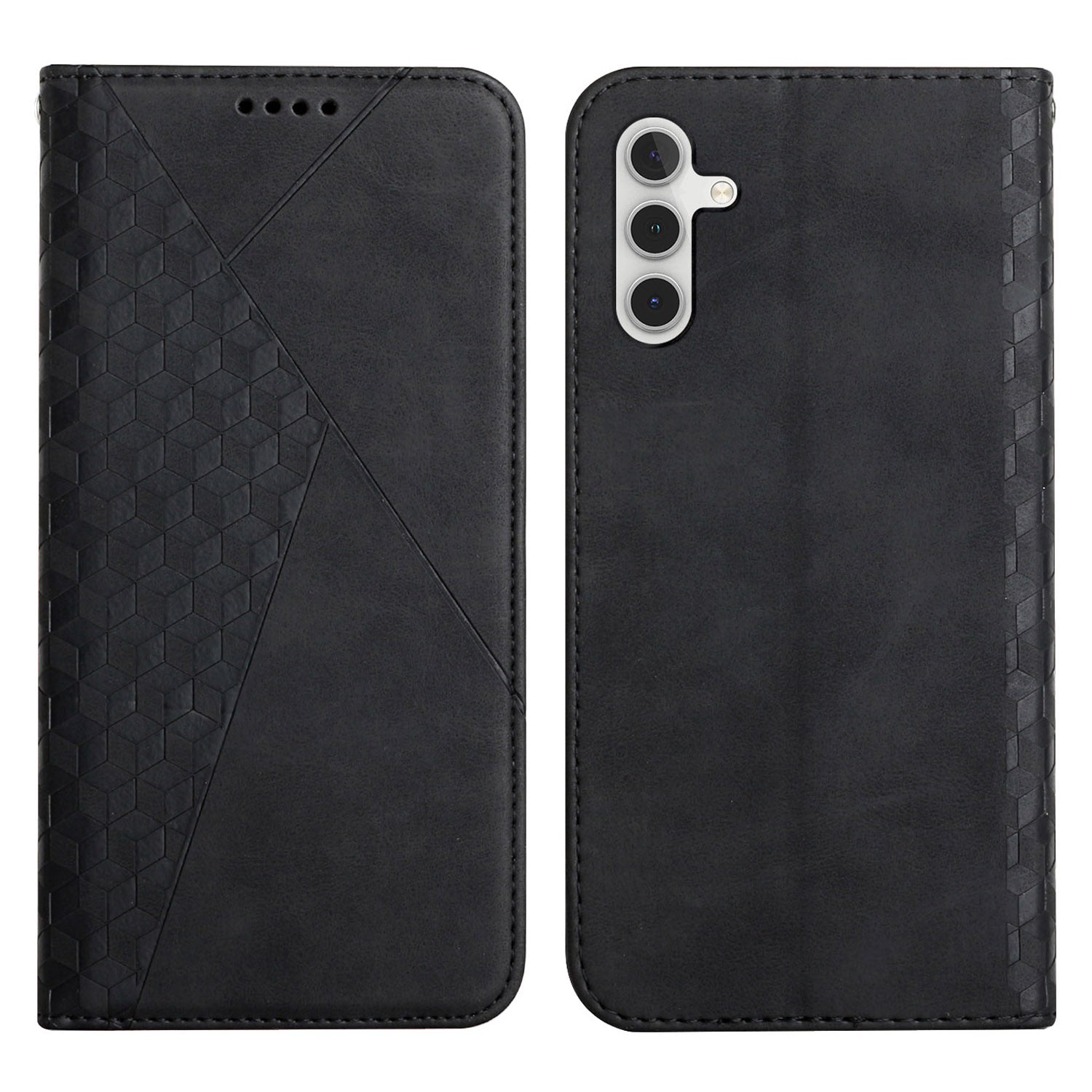 Phone Stand Shell Wallet for Samsung Galaxy S23 FE Imprinted Rhombus Leather Case Skin-touch Cover Phone Stand Shell Wallet for Samsung Galaxy S23 FE Imprinted Rhombus Leather Case Skin-touch Cover